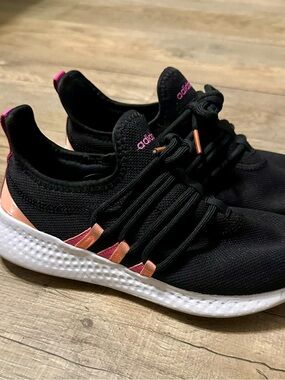 adidas Black Knit Women's Athletic Sneakers with Pink and Peach Accents
